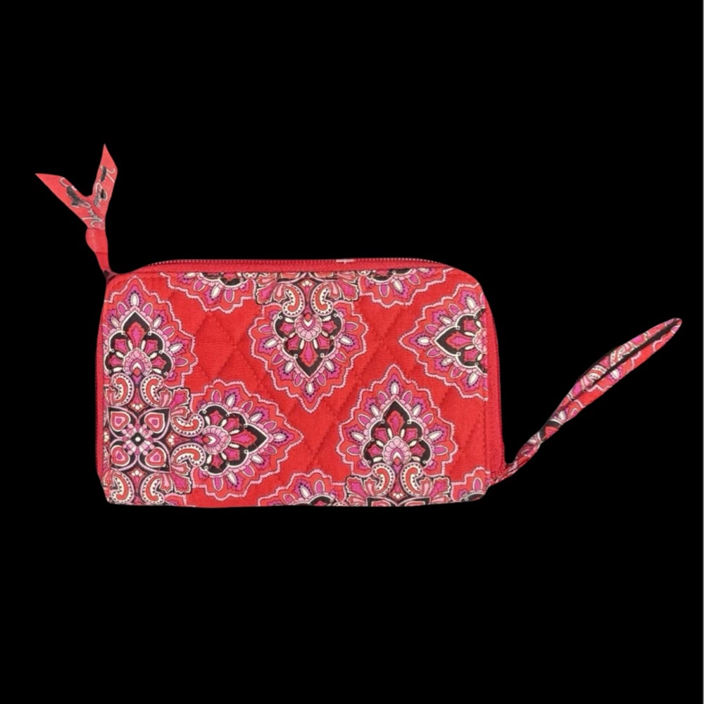 Vera Bradley Red Simply Scarlett Wristlet Wallet Zip Around 8”x 4.75”
